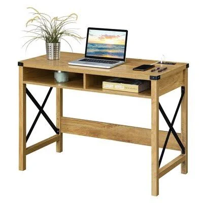 Daniel Desk Industrial Lodge Home Top Color: English Oak/Black