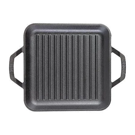 Lodge Cookware Chef Collection Square Cast Iron Grill Pan, Black