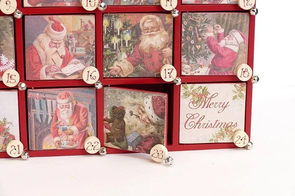 Primitives by Kathy Merry Christmas Santa Wooden Advent Calendar Vintage Style Countdown New