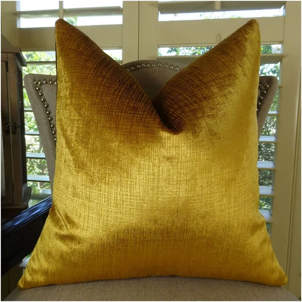 Plutus Lumiere Bronze Handmade Throw Pillow 20x22 x 36x22 King