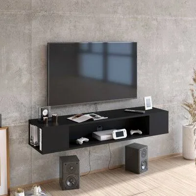 Abbie-Jane Floating TV Stand for TVs Up to 70x22 Ebern Designs Color: Black