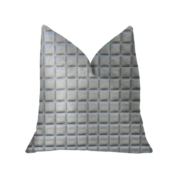 Plutus PBKR1958-2026-DP Silverton Silver Artificial Leather Luxury Throw Pillow 20 x 26 in. Standard