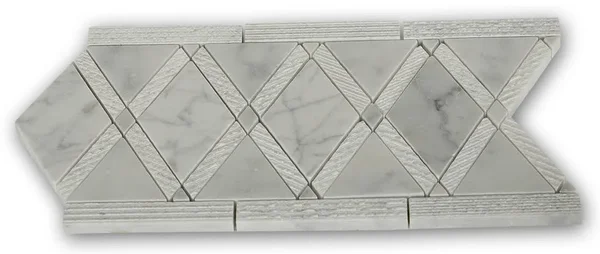 Grand 6x22 x 12x22 Marble Border Tile in Textured White Carrara Ivy Hill Tile