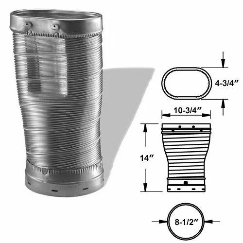 Duravent 8DLR-14ROF Duraliner 8-Inch Round-to-Oval Flex Pipe