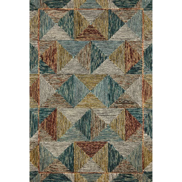 Alexander Home Kaleidoscope Geometric Hand-Hooked Wool Rug - 2&6x22 x 9&9x22 - Lagoon, Spice