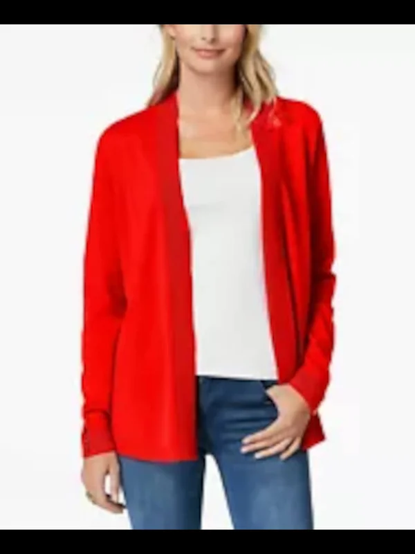 Charter Club Women's Cashmere Open Front Cardigan Sweater - Red