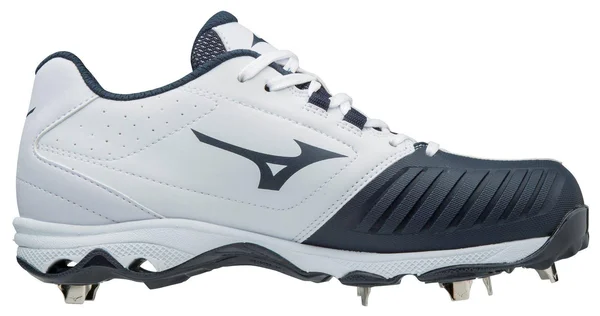 Mizuno - 9-Spike Advanced Sweep 4 Low Women's Metal Softball Cleat, White-Navy, Size 6