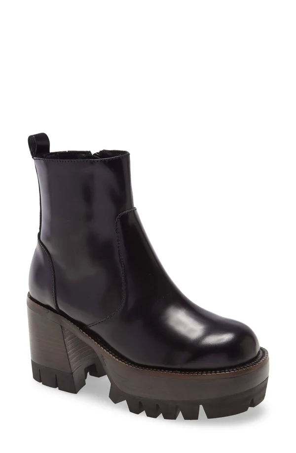 Jeffrey Campbell Quavo Platform Bootie, Size 10 in Black Box Leather at Nordstrom