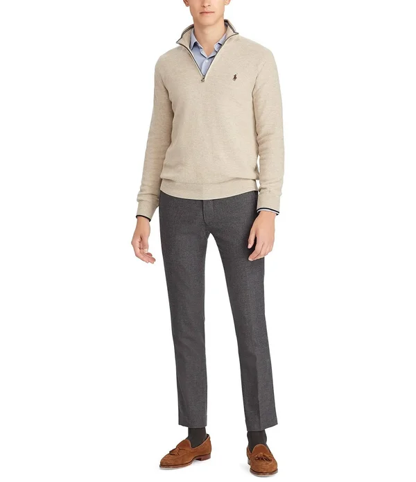 Polo Ralph Lauren Men's Cotton Quarter-Zip Sweater - Polo Black