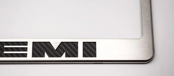 ACC 152024-SBLK Brushed License Plate Frame with Black Solid Hemi Logo
