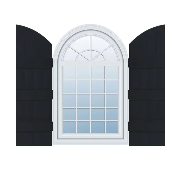 14 inchw x 65 inchh (58 inch Low Side) Lifetime Vinyl - Standard Four Board Joined w/ Archtop, Board-n-Batten Shutters, w/Install