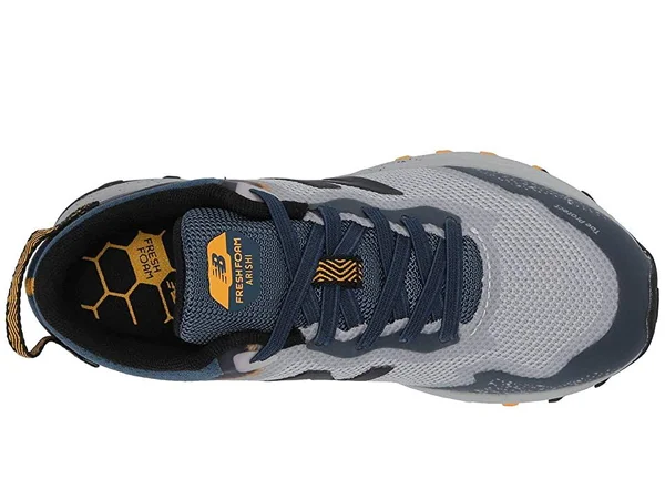 New Balance Fresh Foam Arishi Trail Kids Shoes - Grey/Blue/Yellow (Size 6.5 Wide)