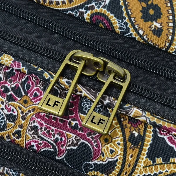 London Fog Cranford 20x22 Expandable Carry-On Spinner Black Gold Plum Paisley
