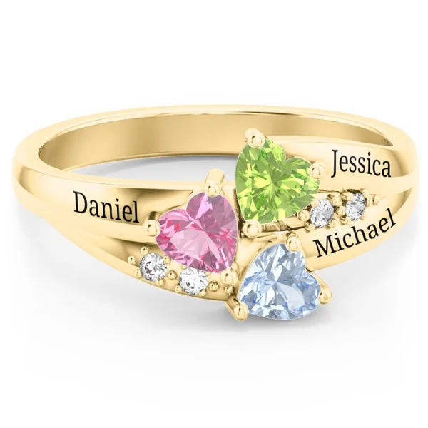 Gold Family Ring with Heart Birthstones - Perfect Gifts for Mom at Jewlr