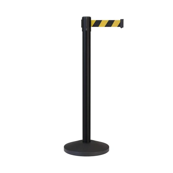 Retractable Belt Stanchion - 12 ft. Belt Black Post for Crowd Control by Crowd Control Warehouse
