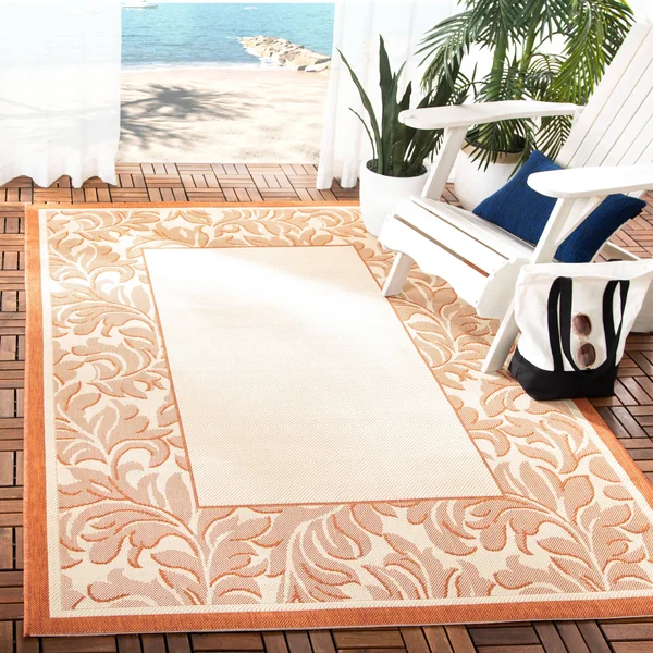 Safavieh Courtyard Natural & Terra 4& x 5&-7x22 Indoor/Outdoor Rug