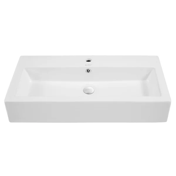 Swiss Madison Voltaire Wide Rectangle Vessel Sink in White