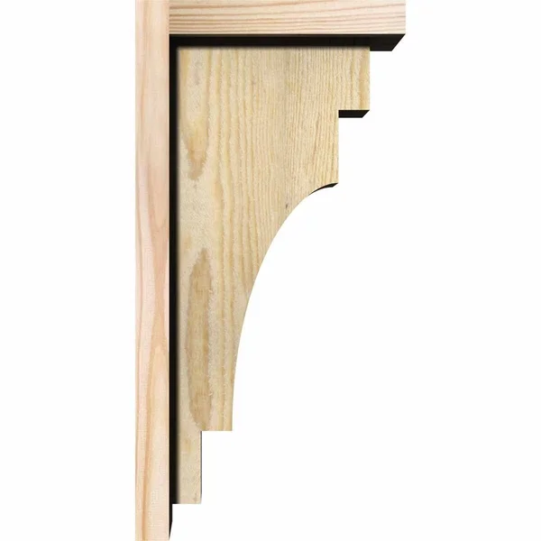 Ekena Millwork COR06X14X14MED01RDF 6x22W x 14x22D x 14x22H Mediterranean Rough Sawn Corbel w/Backplate, Douglas Fir