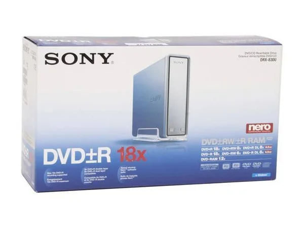 Sony DRX 830U - DVD盧W (盧 DL) - DVD-RAM drive - external - USB 2.0 - 48x (CD), 16x (DVD) 48x (CD), 18x (DVD盧), 8x (DVD盧 DL