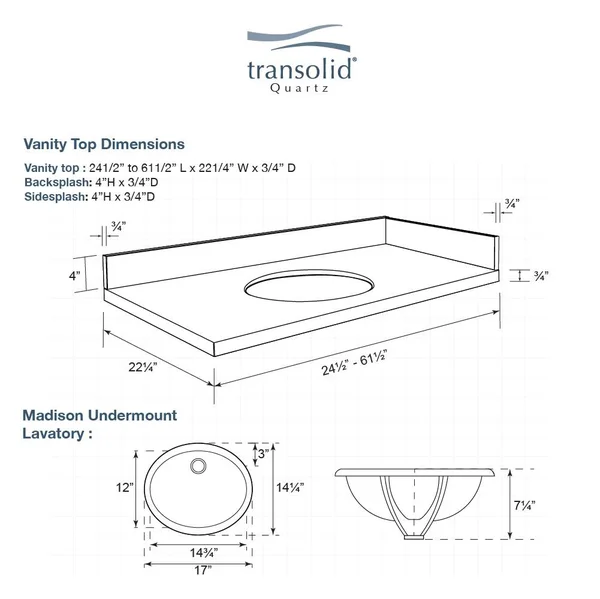 Transolid 31.25-in Natural White Quartz Bathroom Vanity Top - VT31.25X22-1OU-4W-1