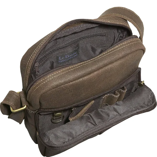 LeDonne Leather Distressed Leather Men's Day Bag Chocolate