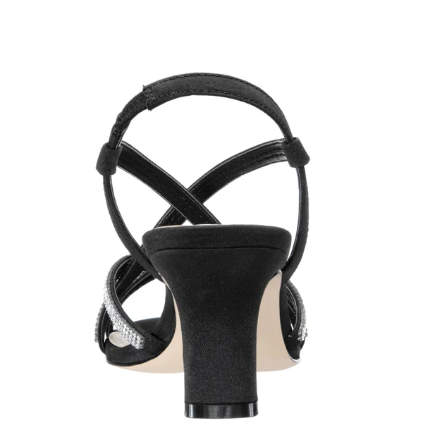 Nina Noni Crystal Embellished Slingback Sandal Black Fabric