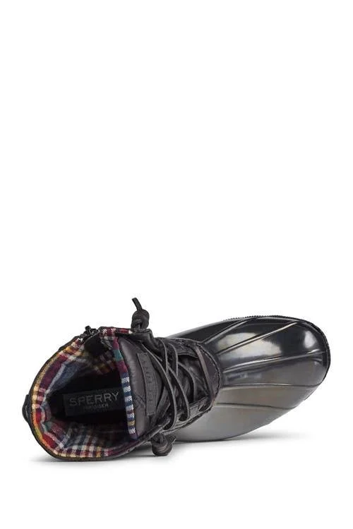 Women's Sperry Saltwater Nylon Quilted Duck Boot Black - Size 5.5M
