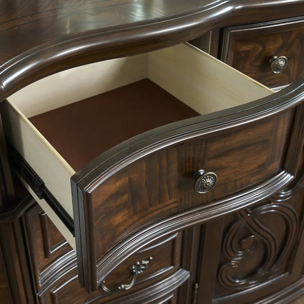 Steve Silver Royale Brown Cherry 9-Drawer Dresser and Mirror