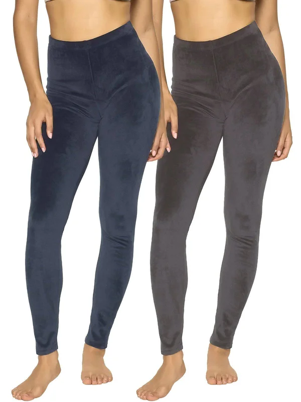 Felina, Velour Winter Leggings 2, Large, Navy/Charcoal