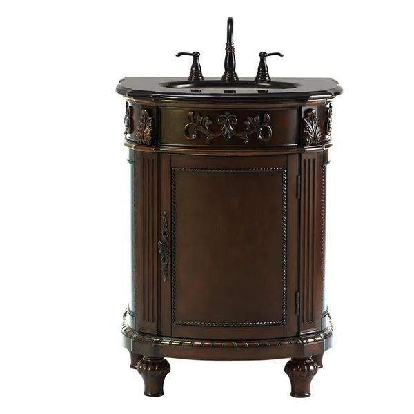 Home Decorators Collection Chelsea 26 in. W Bath Vanity in Antique Cherry with Granite Vanity Top in Black
