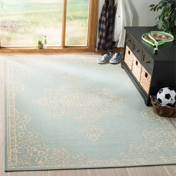 Safavieh Linden LND180L 4&0x22 x 6&0x22 Cream, Aqua Area Rug