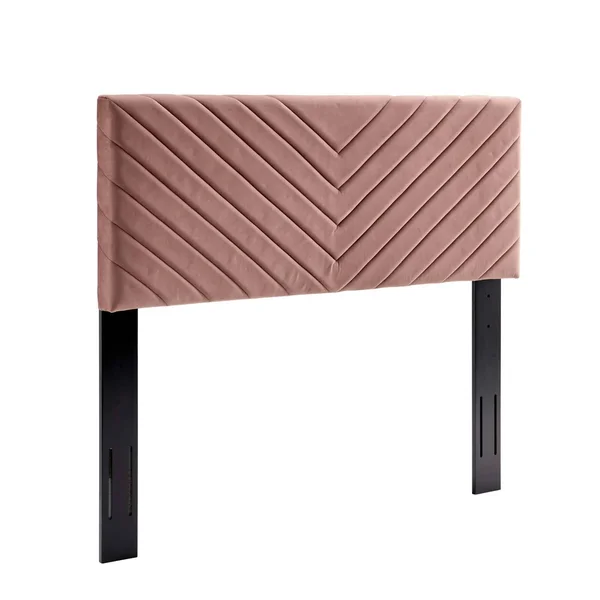 Modway Alyson Angular Channel Tufted Performance Velvet King, California King Headboard - Dusty Rose