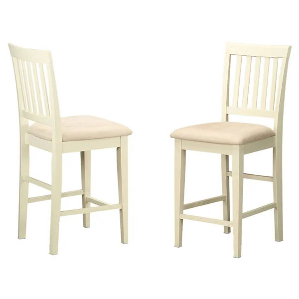 East West Furniture Vernon Counter Height Stool with Microfiber Seat - Set of 2 - Buttermilk