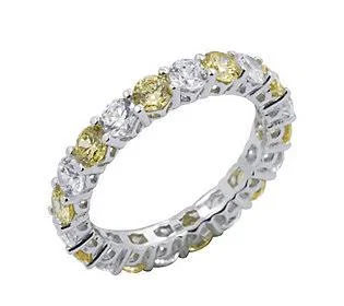 Diamonique & Canary Eternity Band Ring, Platinum Clad, Size 8, None