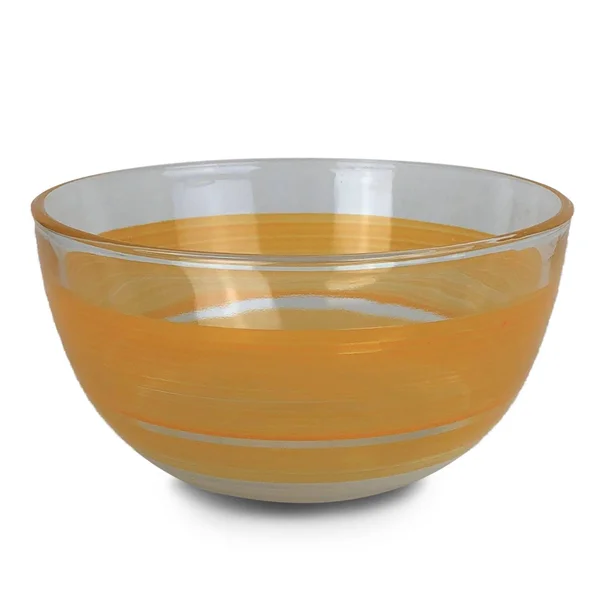 Set of 2 Orange Retro Stripe Hand Painted Glass Serving Bowls 6x22