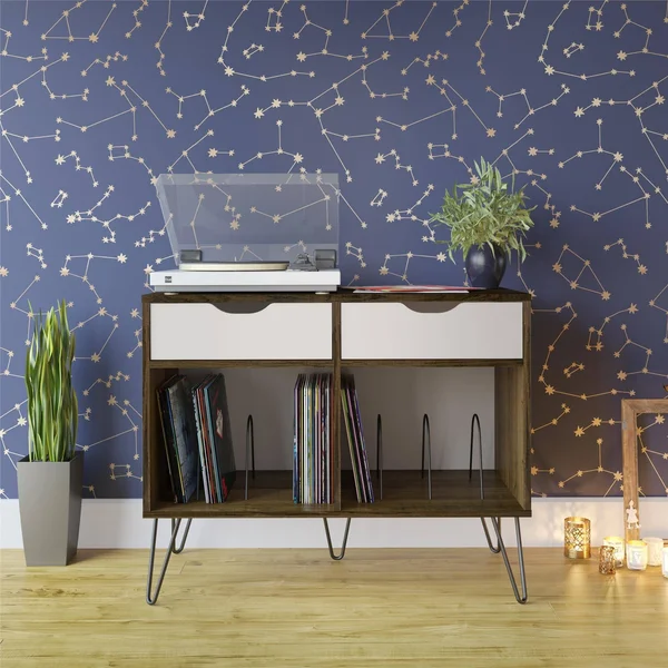 Novogratz Concord Turntable Stand with Drawers - White