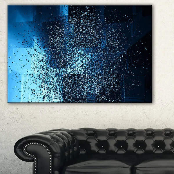 Design Art &Fractal 3D Blue Paint Splash& Graphic Art on Wrapped Canvas, Size: 20 inch H x 40 inch W x 1 inch D