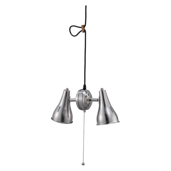 Ore International 7x22 Dual Brush Silver Adj Metal Cone Pull String Pendant Ceiling