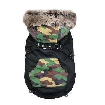 Orson Fleece Dog Vest by Puppia - Black and Camo - Large