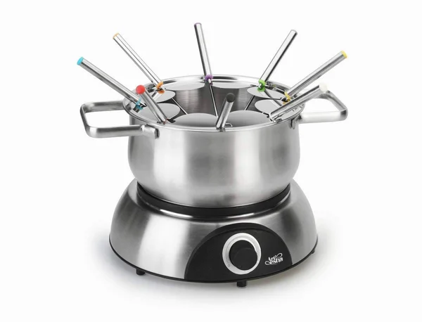 Artestia Electric Chocolate & cheese Fondue Set with Two Pots, Serve 8 Persons (Stainless Steel, Ceramic Pots, Stainless St