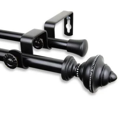 Bane Double Curtain Rod Alcott Hill Size: 84x22 - 120x22 L - Color: Black