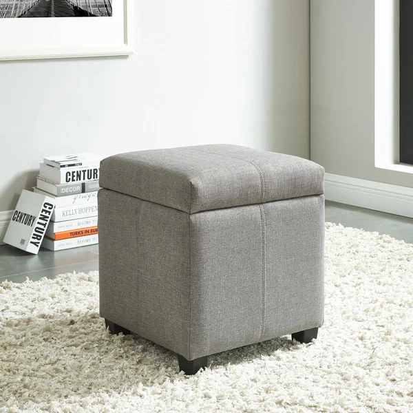 19.25x22 Gray and Black Transitional Square Storage Ottoman - 33876210