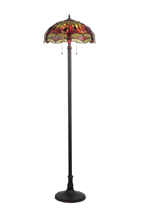 Chloe Lighting Empress Tiffany-style 2 Light Dragonfly Floor Lamp 18x22 Shade