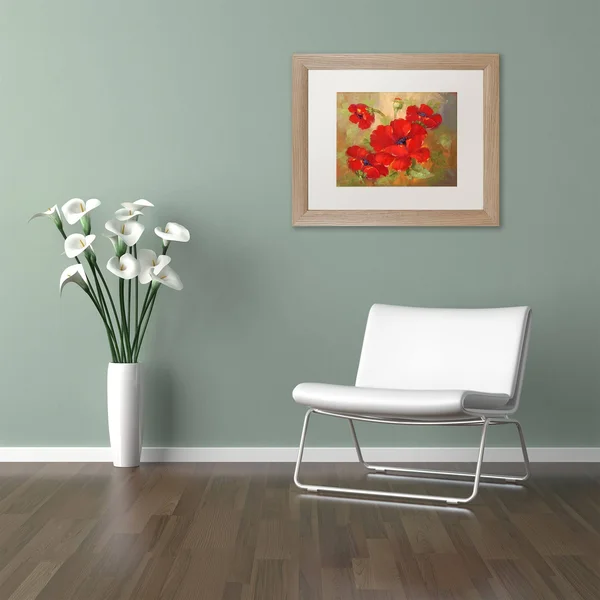 Trademark Fine Art Poppies by Rio, White Matte, Birch Frame 11x14-Inch