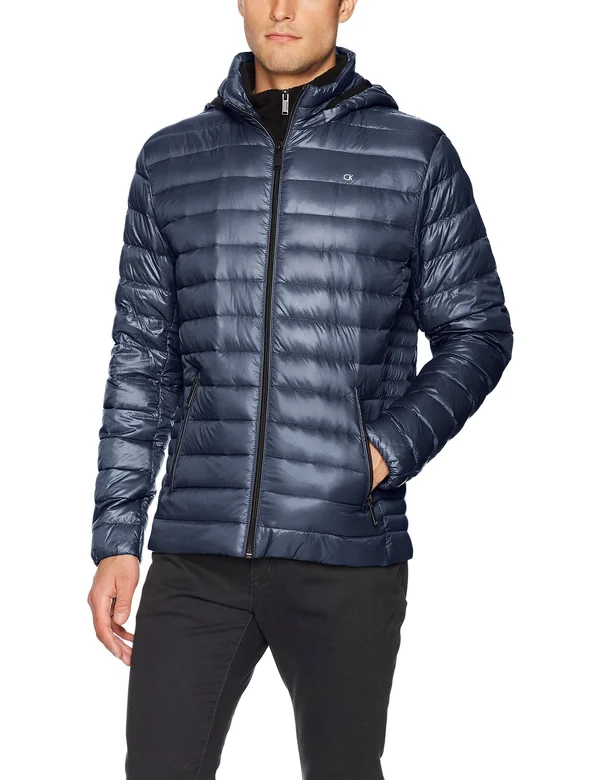 Calvin Klein Men's Packable Down Hooded Puffer Jacket
