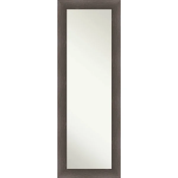 Amanti Art Hardwood Chocolate 18.75 in. x 52.75 in. Modern Rectangle Full Length Brown Framed on The Door Mirror