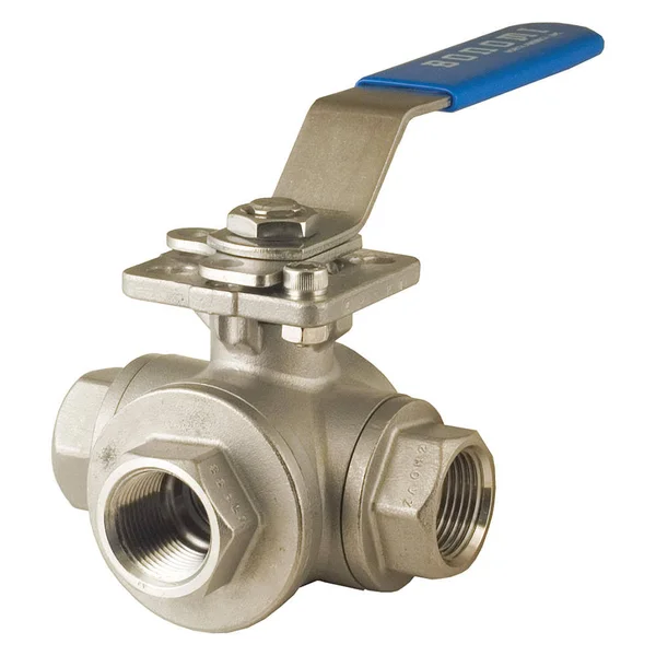 Bonomi - 966N-1 - Ball Valve, 316 Stainless Steel, 3-Way, 3-Piece, Pipe Size 1 in