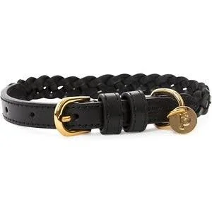 Vanderpump Pets Handwoven Dog Collar - Black, Medium: 20-in Neck, 3/4-in Wide