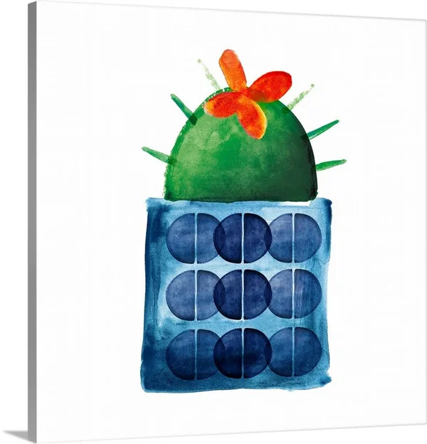 Colorful Cactus VIIII, Large Solid-Faced Canvas Wall Art Print, Great Big Canvas