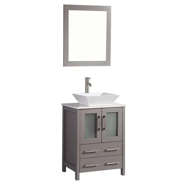 Legion Furniture WA7824LG 24x22 Light Grey Solid Wood Sink Vanity with Mirror